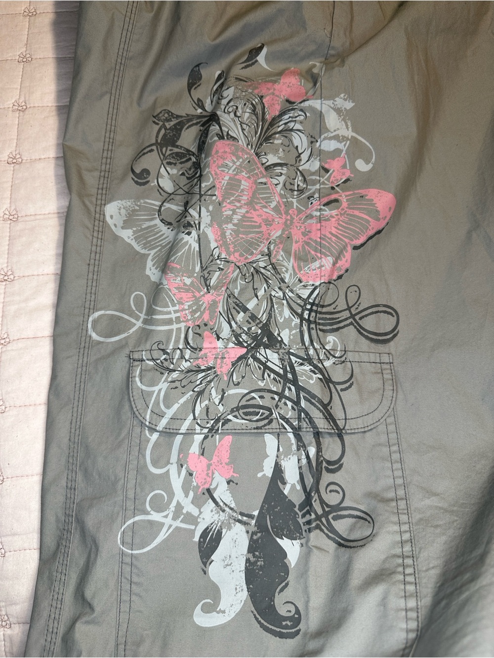 wild fable Cargo/Parachute Pants with Pink Floral-Butterfly Print - Picture 9 of 11